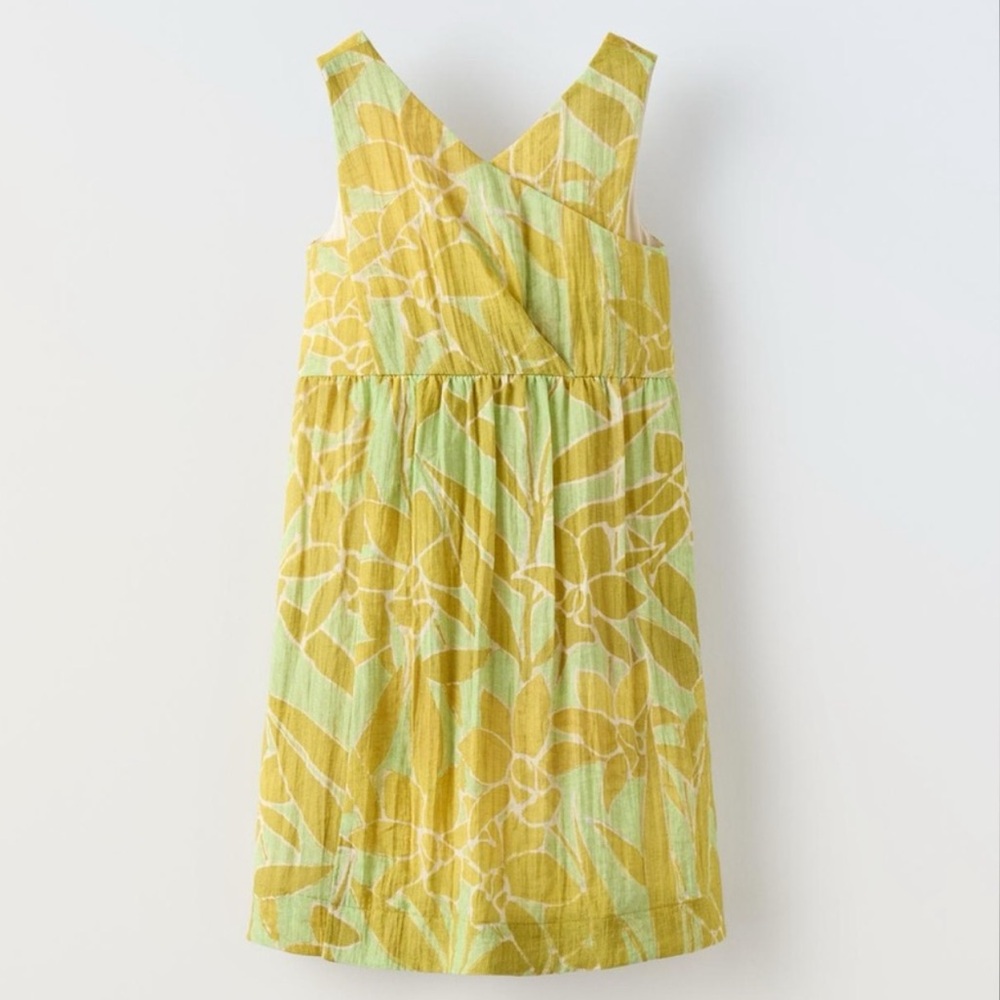 ZARA Printed wrap dress olive green